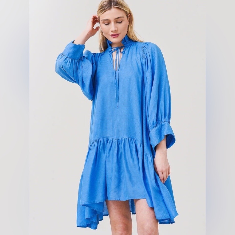 evarae Marais Ruffle Tiered Minidress - Blue M